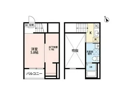 CLARTE 内田橋 II クラルテウチダバシ(ワンルーム/2階)の間取り写真