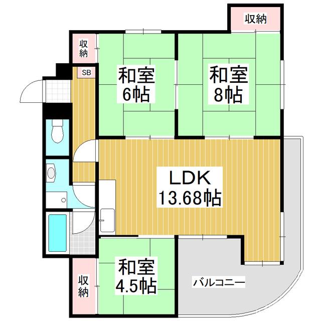 マンションパビヨン72(3LDK/7階)の間取り写真