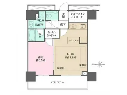 パークハウスワンズタワー東村山(1LDK/5階)の間取り写真