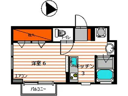 サンフォニー三ツ沢(1K/1階)の間取り写真