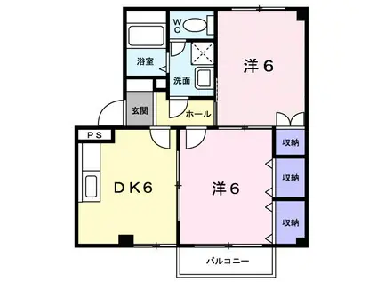 カーネス・リリィA(2DK/1階)の間取り写真