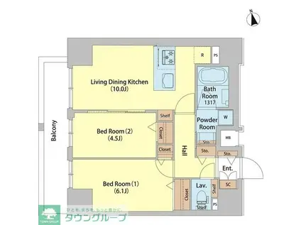 SAION町屋(2LDK/13階)の間取り写真