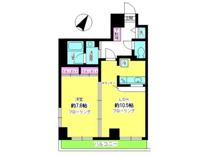 クレール目黒(1DK/3階)の間取り写真