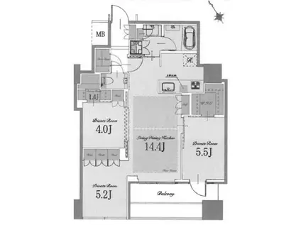 中野ツインマークタワー(3LDK/18階)の間取り写真