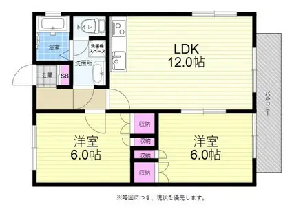 エクセレントB棟(2LDK/1階)の間取り写真