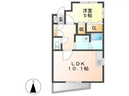 グランドヒルズ供米田5番館(1LDK/3階)の間取り写真