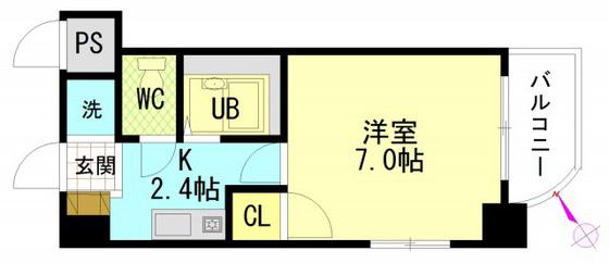 フォルム牛田新町(1K/5階)の間取り写真