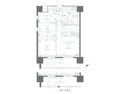 アルファレジデンシア南千住(2SLDK/13階)の間取り写真