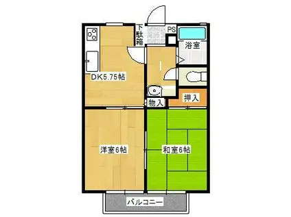 サンビレッジタムラB棟(2DK/1階)の間取り写真