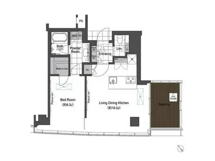 スカイハウス浜離宮(1LDK/24階)の間取り写真