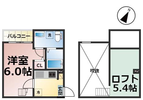 MERMAID GARDEN (1SK/2階)の間取り写真
