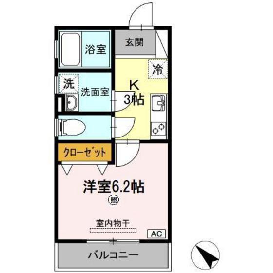 コーポかしわ(1K/2階)の間取り写真