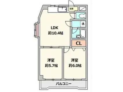 プラザ・ドゥ・モトヤ(2LDK/1階)の間取り写真