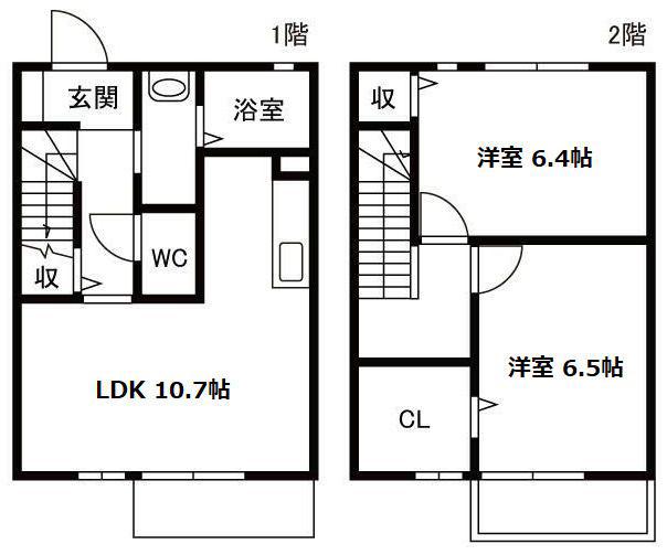 ネクストA(2LDK/1階)の間取り写真