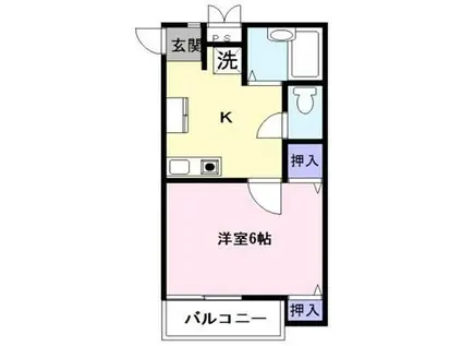 フォレストI(1K/2階)の間取り写真