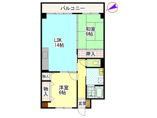 ヤスダビル7(2LDK/6階)の間取り写真