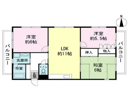 パミール香貫(3LDK/3階)の間取り写真