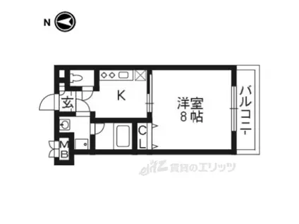 フルール東寺(1K/3階)の間取り写真