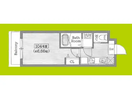 AILE石橋III(1K/1階)の間取り写真