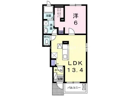 カーサ きよら I(1LDK/1階)の間取り写真