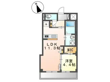 レヴォントゥレットII(1LDK/2階)の間取り写真