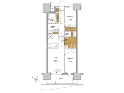 RJRプレシア東十条ガーデン(2LDK/10階)の間取り写真
