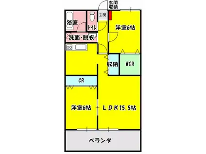 ロックベアーヒルズIII(2LDK/1階)の間取り写真