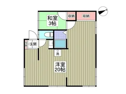 プラウ鳩ヶ谷(ワンルーム/2階)の間取り写真