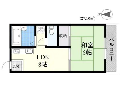 エクセル山田(1LDK/3階)の間取り写真