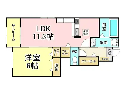 プレヴェルジェ二島(1LDK/1階)の間取り写真