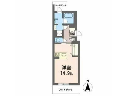 アルフラット大国(ワンルーム/1階)の間取り写真