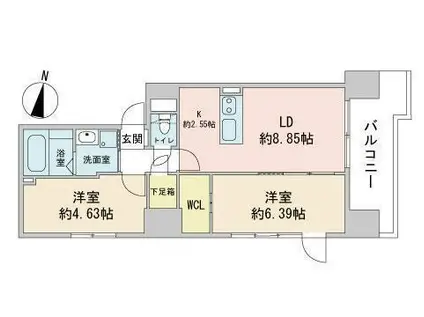 モデナフィネスト(2LDK/6階)の間取り写真