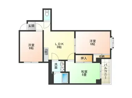 第3ハイツ卓(3LDK/2階)の間取り写真