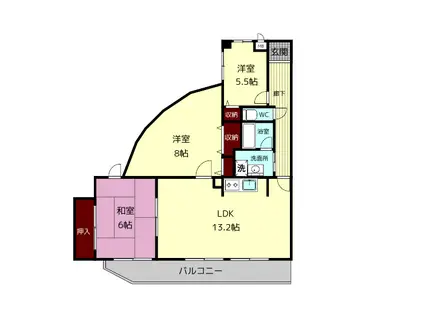 レフィナード・ラ・シャレー生駒(3LDK/1階)の間取り写真