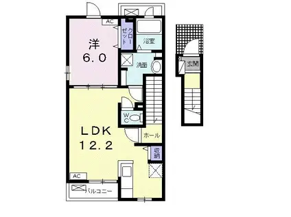 リバーサイドハウス(1LDK/2階)の間取り写真