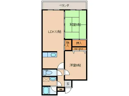 ニューライフ榮(2LDK/3階)の間取り写真