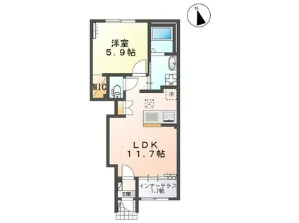 エトワール キリ(1LDK/1階)の間取り写真