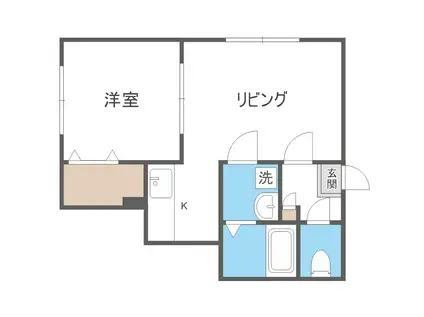 ロージェ・ブルー(1LDK/2階)の間取り写真