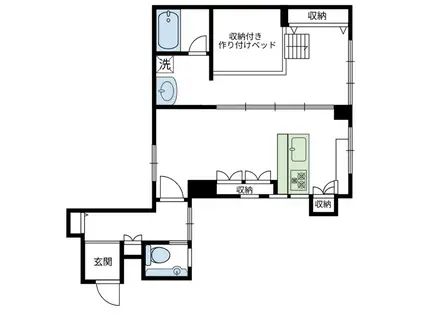 TK人形町ビルディング(1LDK/1階)の間取り写真