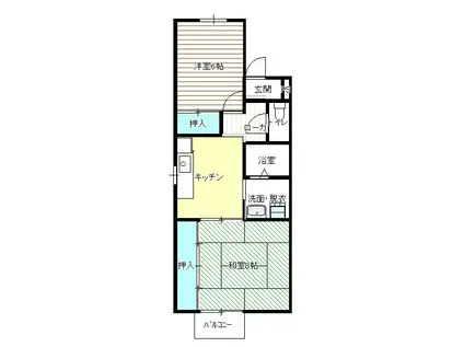 ハピネスI(2K/2階)の間取り写真