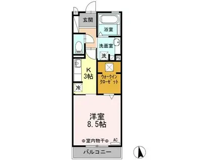 PERFUME2(1K/1階)の間取り写真