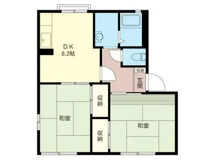 サンハイツ八幡A(2DK/1階)の間取り写真