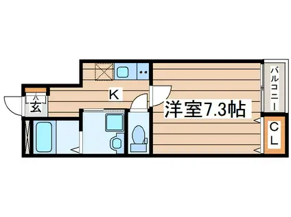 BAU若林(1K/1階)の間取り写真