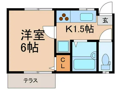 チェリーハイツ新在家(1K/1階)の間取り写真