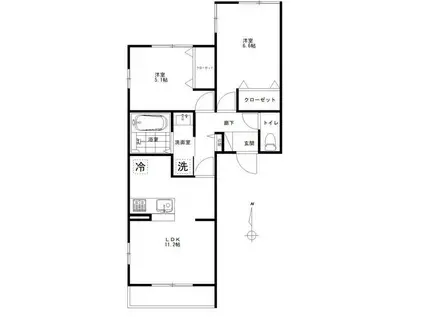 イーストピークヴィオレ(2LDK/2階)の間取り写真