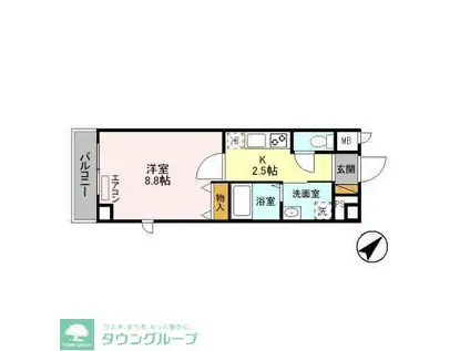 おおたかの森グラナリー(1K/2階)の間取り写真