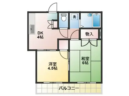 コスモス前原(2DK/2階)の間取り写真