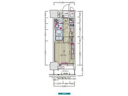 プレサンス名古屋ルクソリア(1K/9階)の間取り写真