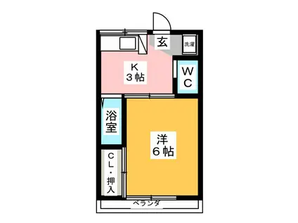 コーポカトレア(1K/2階)の間取り写真