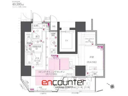 ZOOM中目黒(1LDK/8階)の間取り写真
